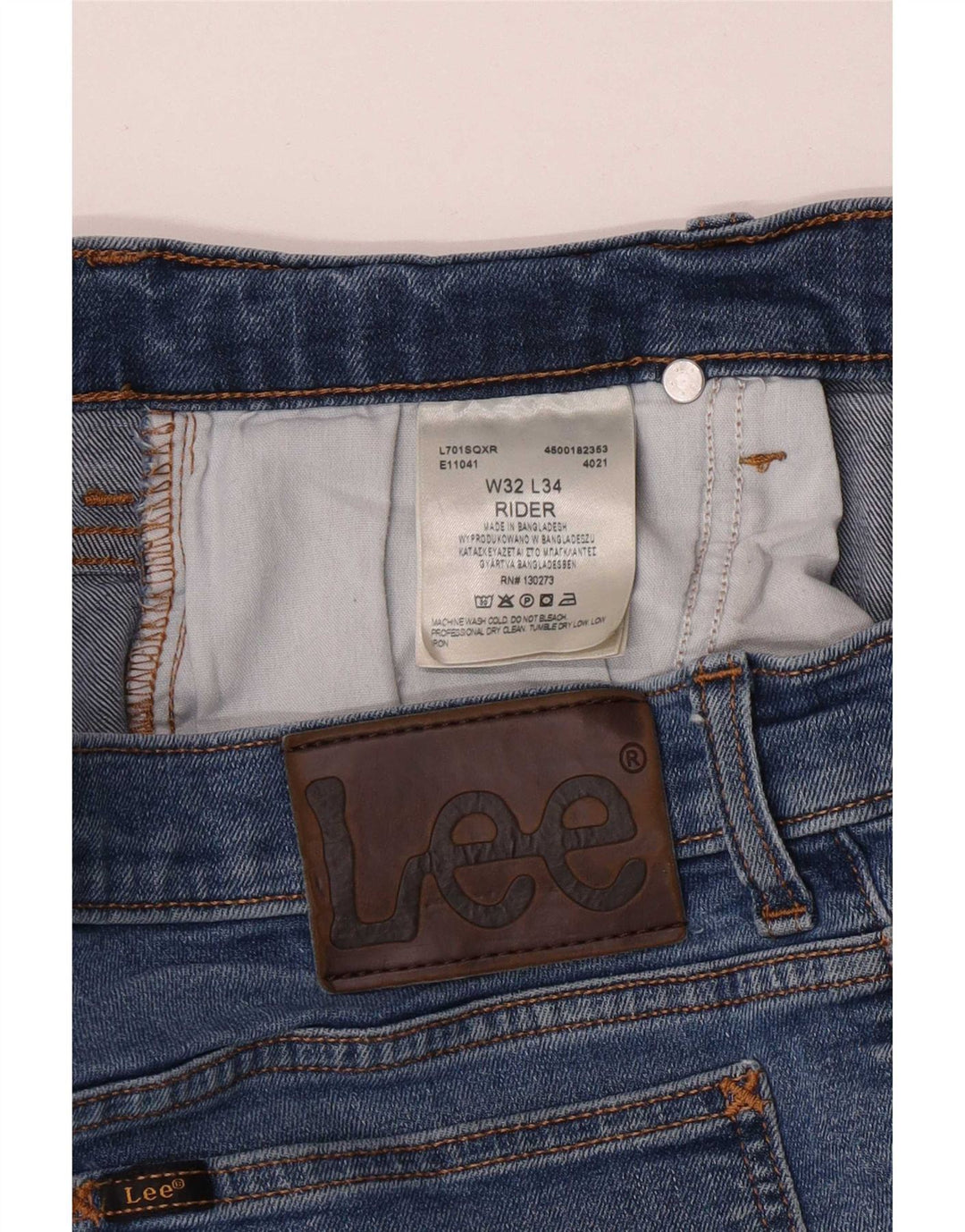 Lee Herre Rider Distressed Slim Jeans W32 L31 Blå Bomuld