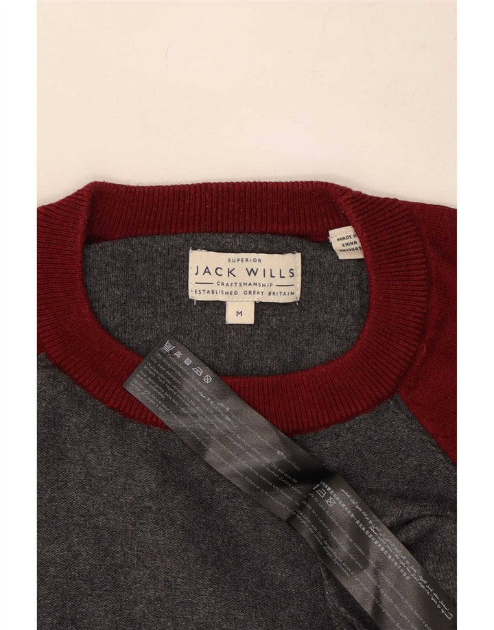Jack Wills Herre Crew Neck Jumper Sweater Medium Grey Colourblock Bomuld