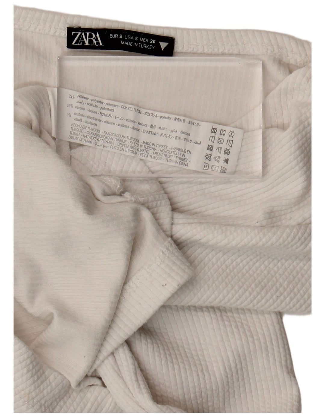 Zara Womens Crop Top Langærmet UK 8 Small White Polyester