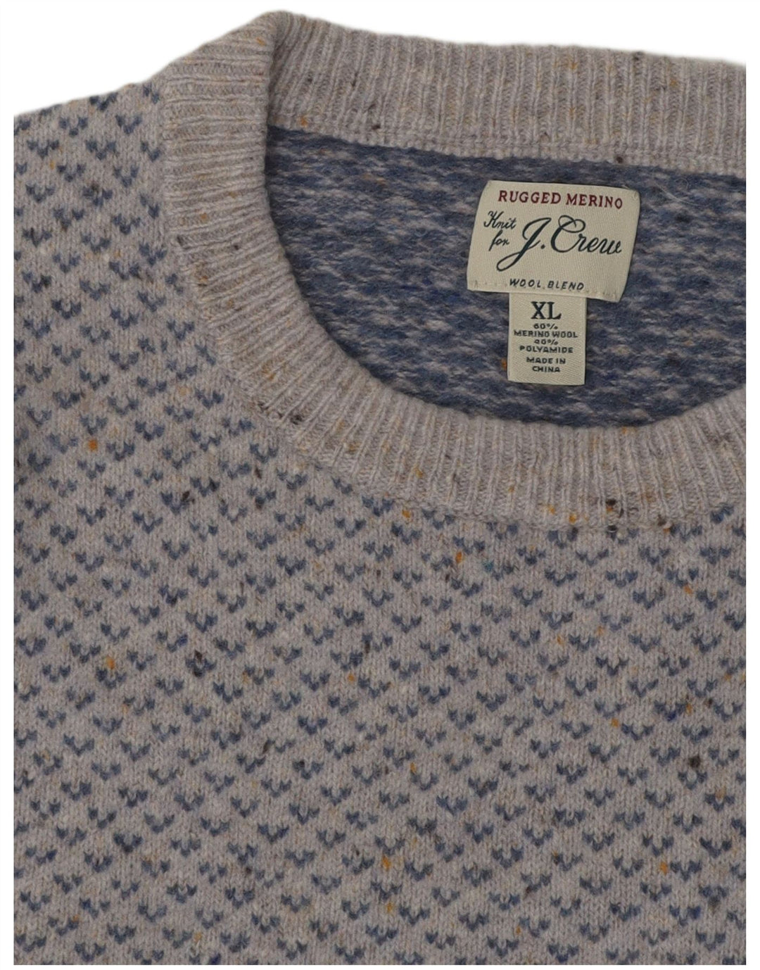 J. CREW Dame Boat Neck Jumper Sweater UK 18 XL Blue Fair Isle Wool