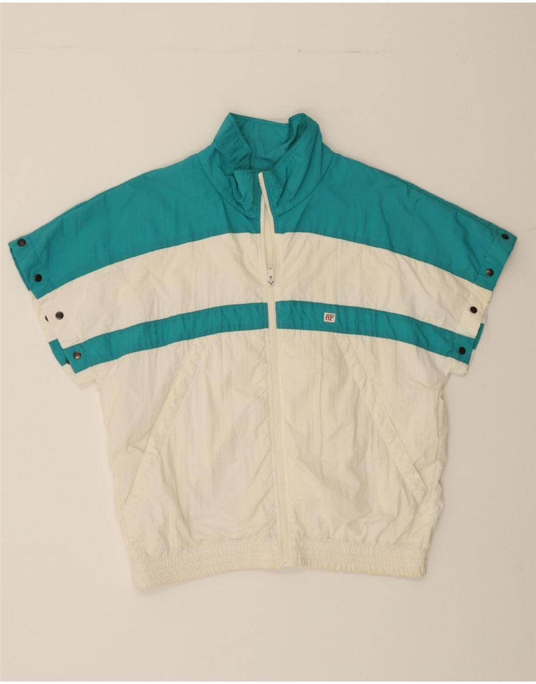 BELFE Womens Tracksuit Top Jacket IT 46 Large Off White Colourblock Vintage Belfe and Second-Hand Belfe from Messina Hembry 