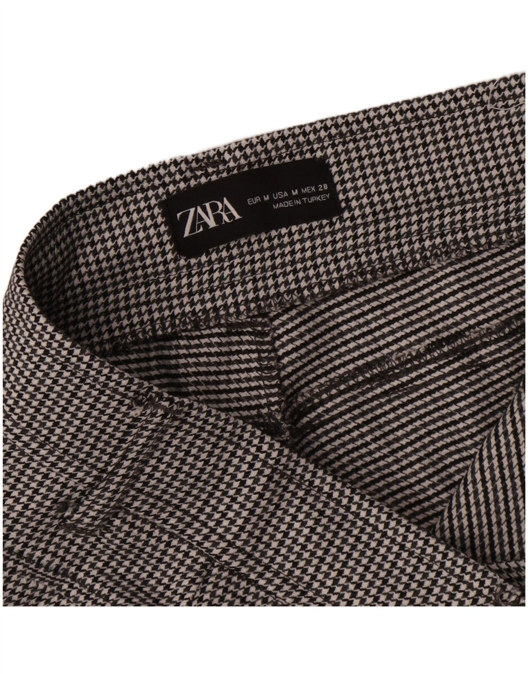 Zara Dame Slim Casual Bukser Medium W28 L27 Sort Houndstooth
