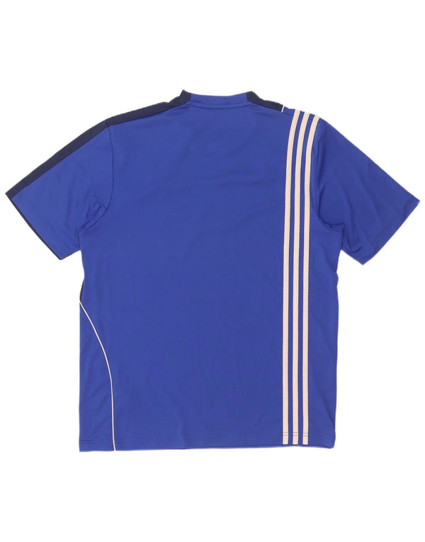 Adidas Herre Climalite grafisk T-shirt top UK 40/42 Medium Blue Colourblock