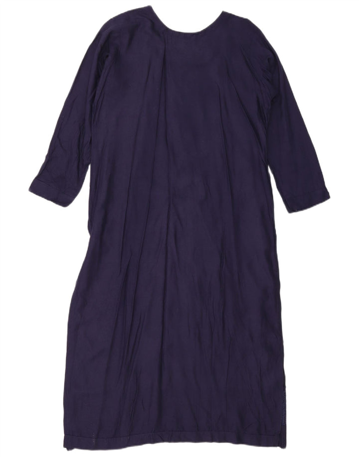 Vintage Dame A-Line Kjole EU 38 Medium Navy Blue Geometrisk