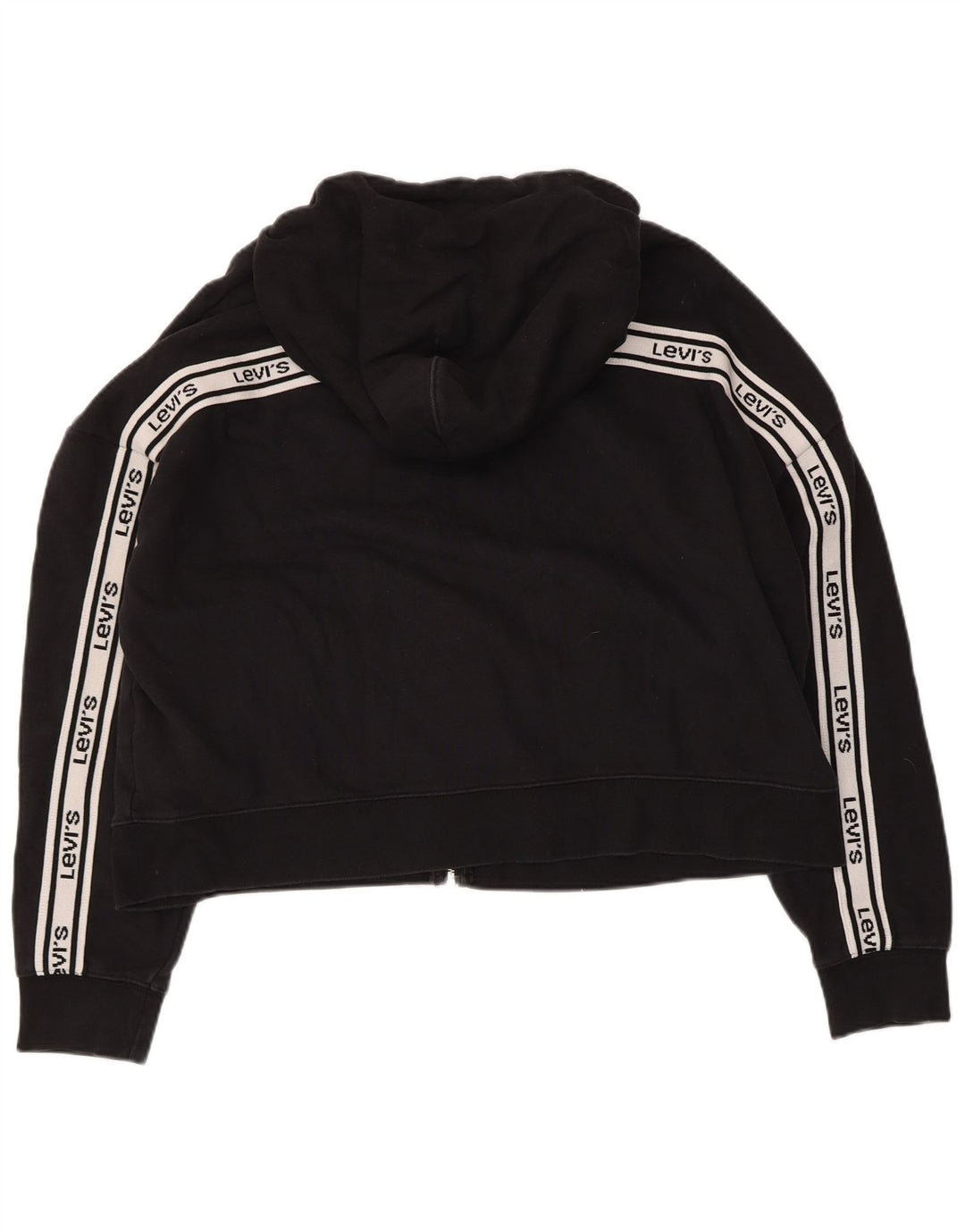Levi's Dame Oversized Crop Zip Hoodie Sweater UK 16 Large Black