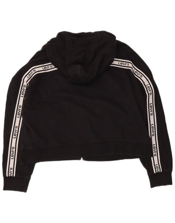 Levi's Dame Oversized Crop Zip Hoodie Sweater UK 16 Large Black
