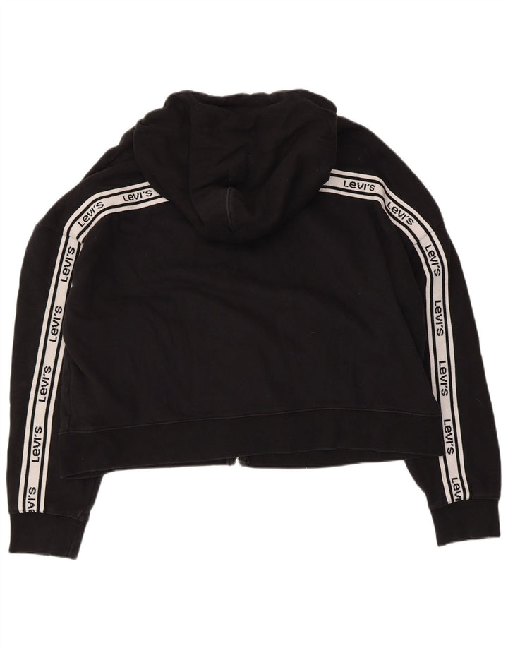Levi's Dame Oversized Crop Zip Hoodie Sweater UK 16 Large Black