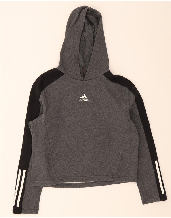 Adidas Crop hættetrøje til piger 13-14 år Grå Colourblock Bomuld