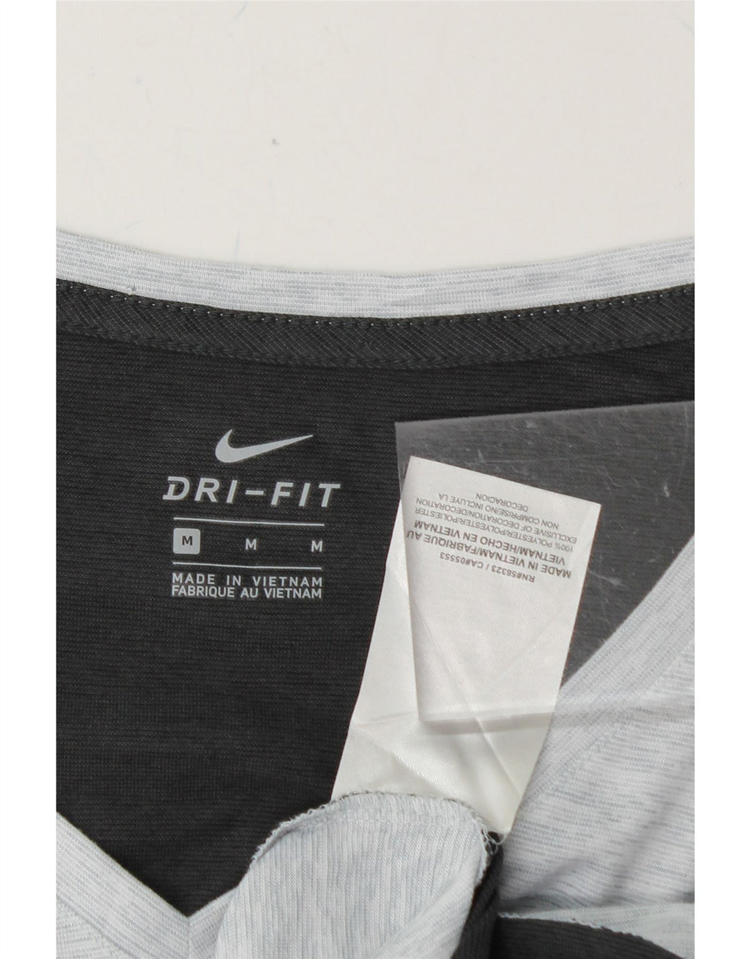 NIKE Womens Dri Fit Graphic T-Shirt Top UK 14 Medium Grey Colourblock Vintage Nike and Second-Hand Nike from Messina Hembry 
