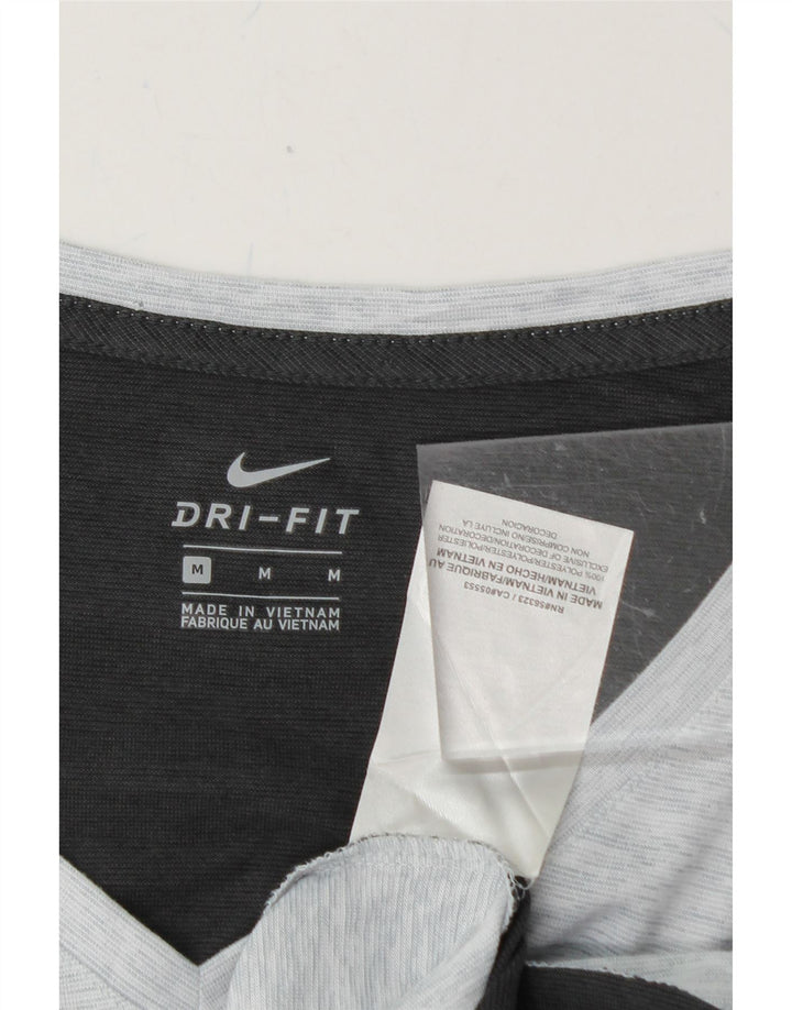 NIKE Womens Dri Fit Graphic T-Shirt Top UK 14 Medium Grey Colourblock Vintage Nike and Second-Hand Nike from Messina Hembry 
