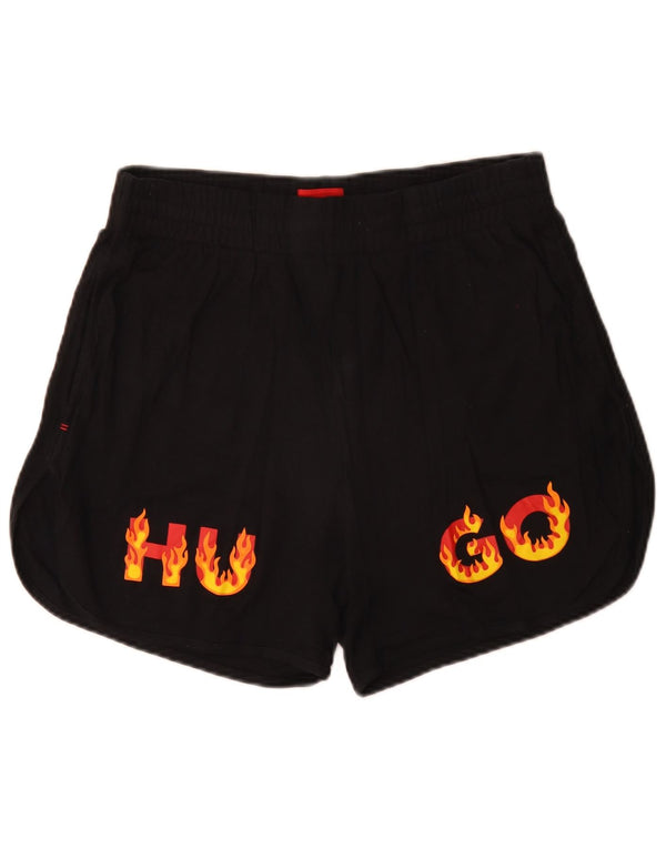 Hugo Boss Graphic Sports Shorts til kvinder UK 14 Medium Black Bomuld