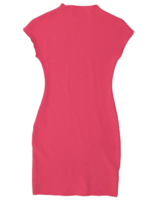 Zara Womens Bodycon Dress UK 8 Small Pink Viscose