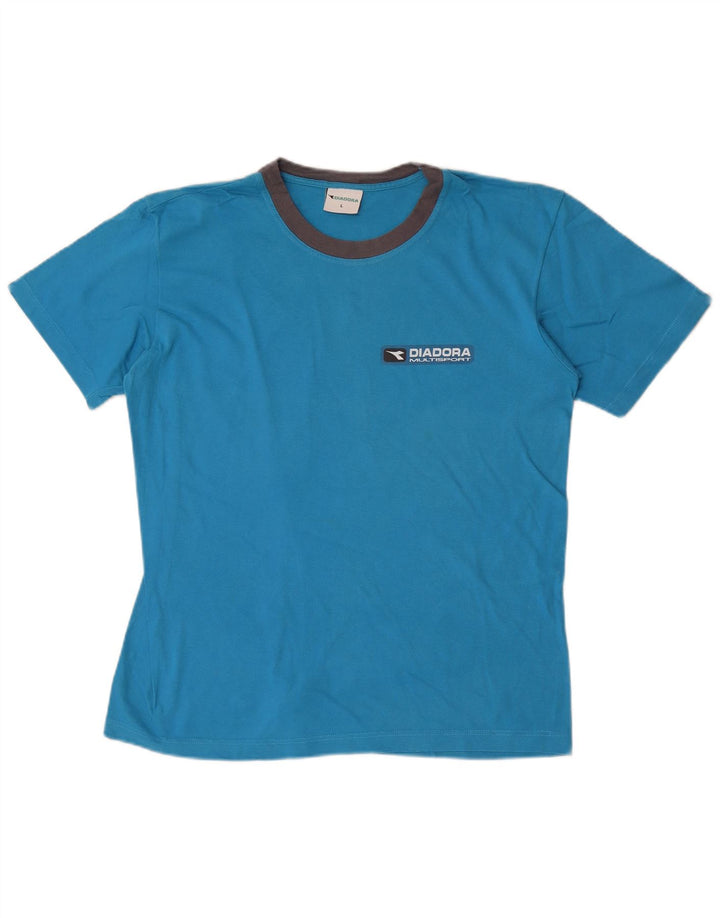 Diadora Herre T-Shirt Top Stor Blå Colourblock Bomuld