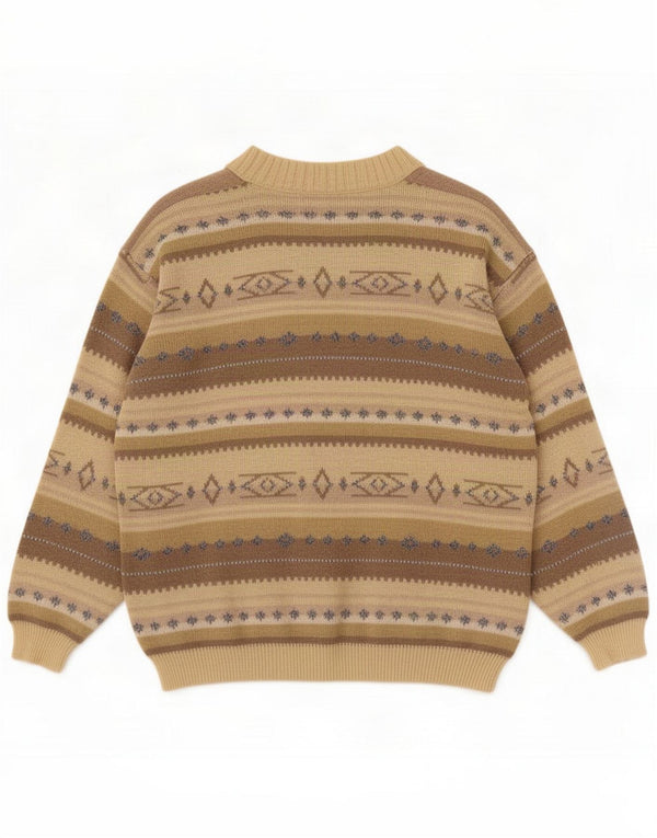 Settebello Herre cardigan sweater Stor Brun Geometrisk