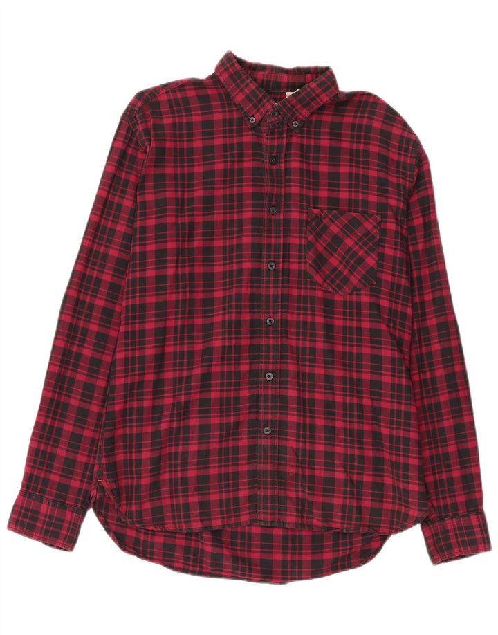 Dockers Herre Standard Fit Flanelskjorte Medium Rød Ternet Bomuld