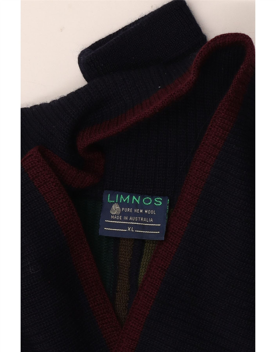 Limnos Herre Shawl Neck Jumper Sweater XL Flerfarvet geometrisk uld