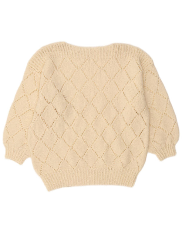 Vintage Dame Boat Neck Jumper Sweater UK 12 Medium Off White