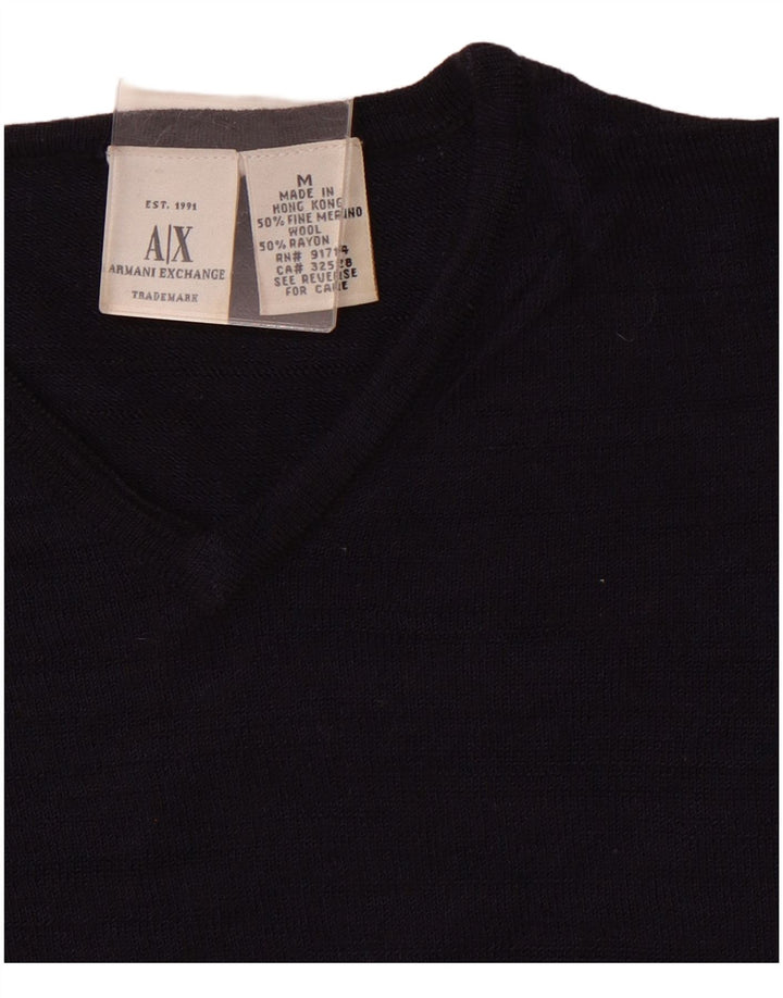 ARMANI EXCHANGE Dame V-hals sweater UK 12 Medium Navy Blue