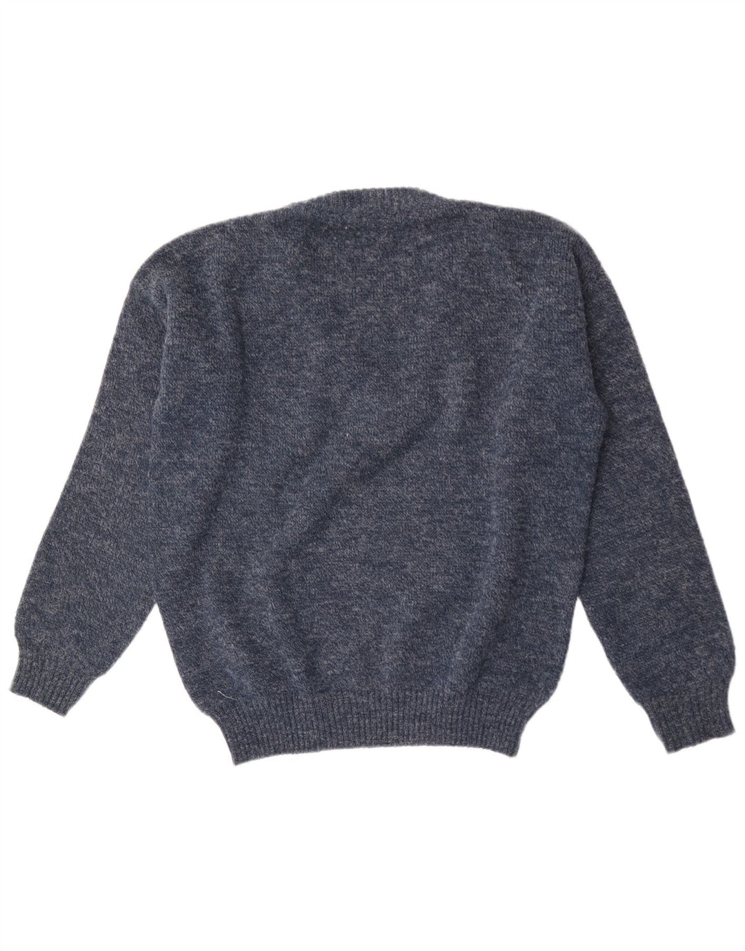 Vintage Herre V-hals sweater Medium Marineblå Geometrisk
