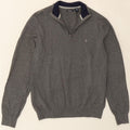 IZOD Mens Zip Neck Jumper Sweater Medium Grey Cotton Vintage Izod and Second-Hand Izod from Messina Hembry 