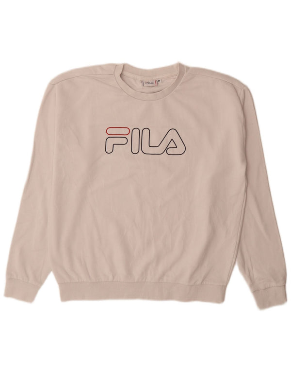 Fila Dame Grafisk Sweatshirt Jumper UK 14 Medium White