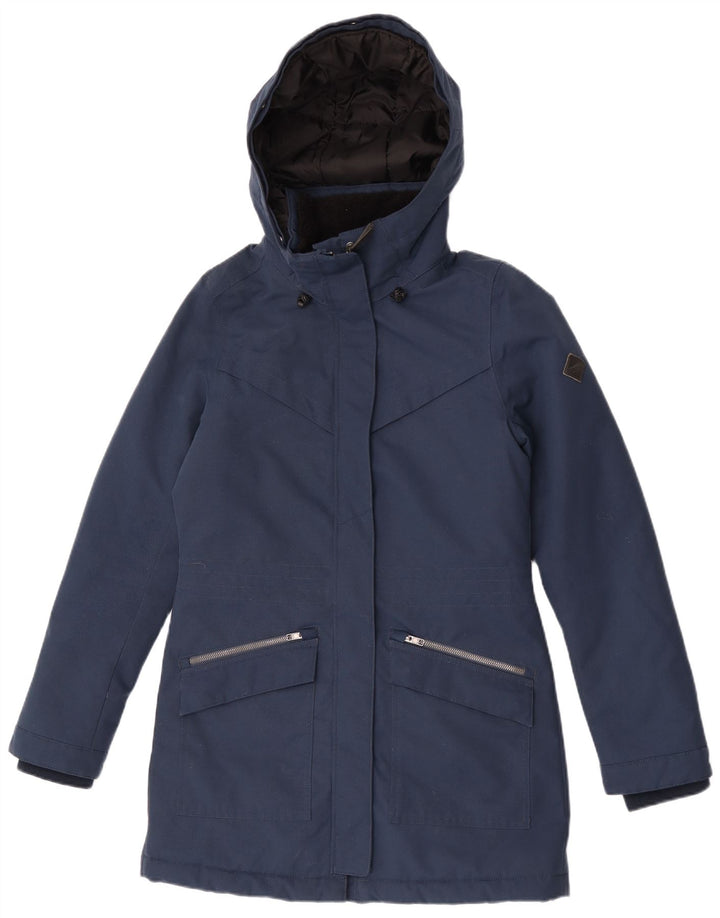 O'Neill Dame Hooded Windbreaker Coat UK 10 Small Navy Blue Polyester