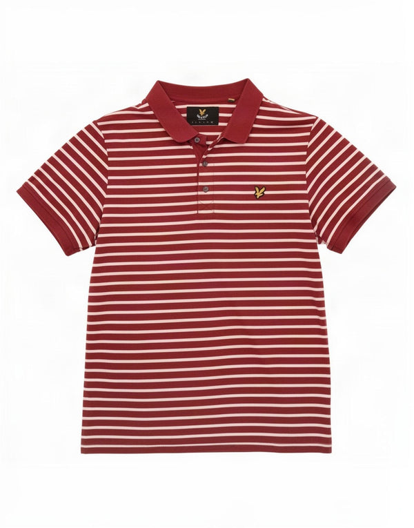 Lyle & Scott herre poloskjorte 2XL rødbrun stribet bomuld