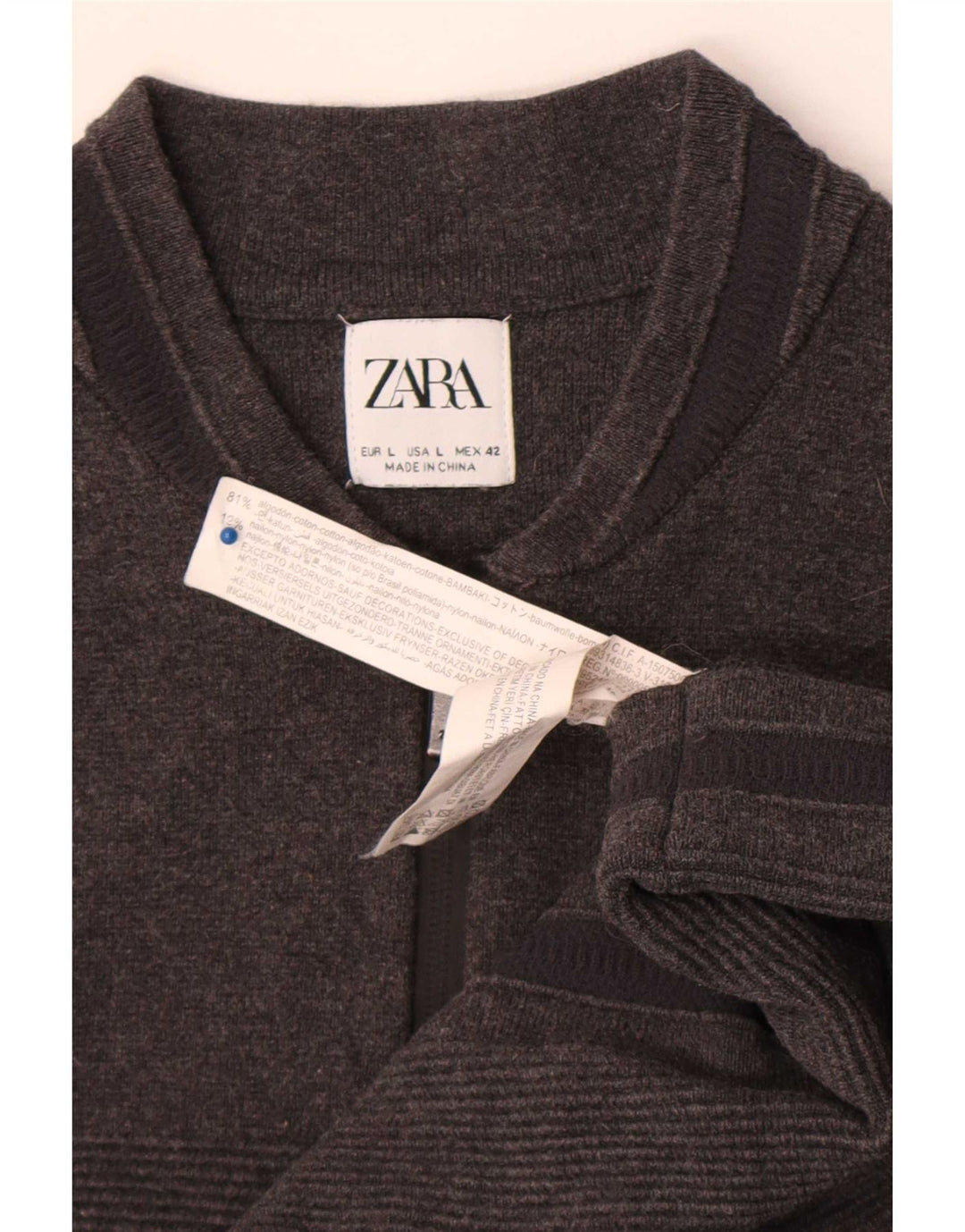 Zara Herre cardigan sweater Stor grå stribet bomuld