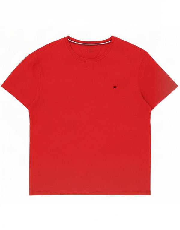 Tommy Hilfiger Herre T-Shirt Top Stor Rød Bomuld