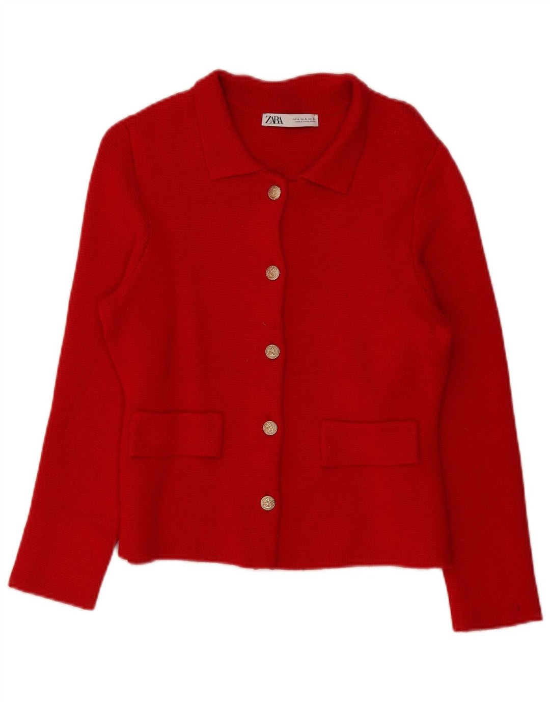 Zara Dame Cardigan Sweater UK 14 Medium Red Viscose