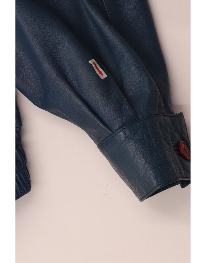 VINTAGE Military Læderjakke til mænd IT 52 XL Blå Læder