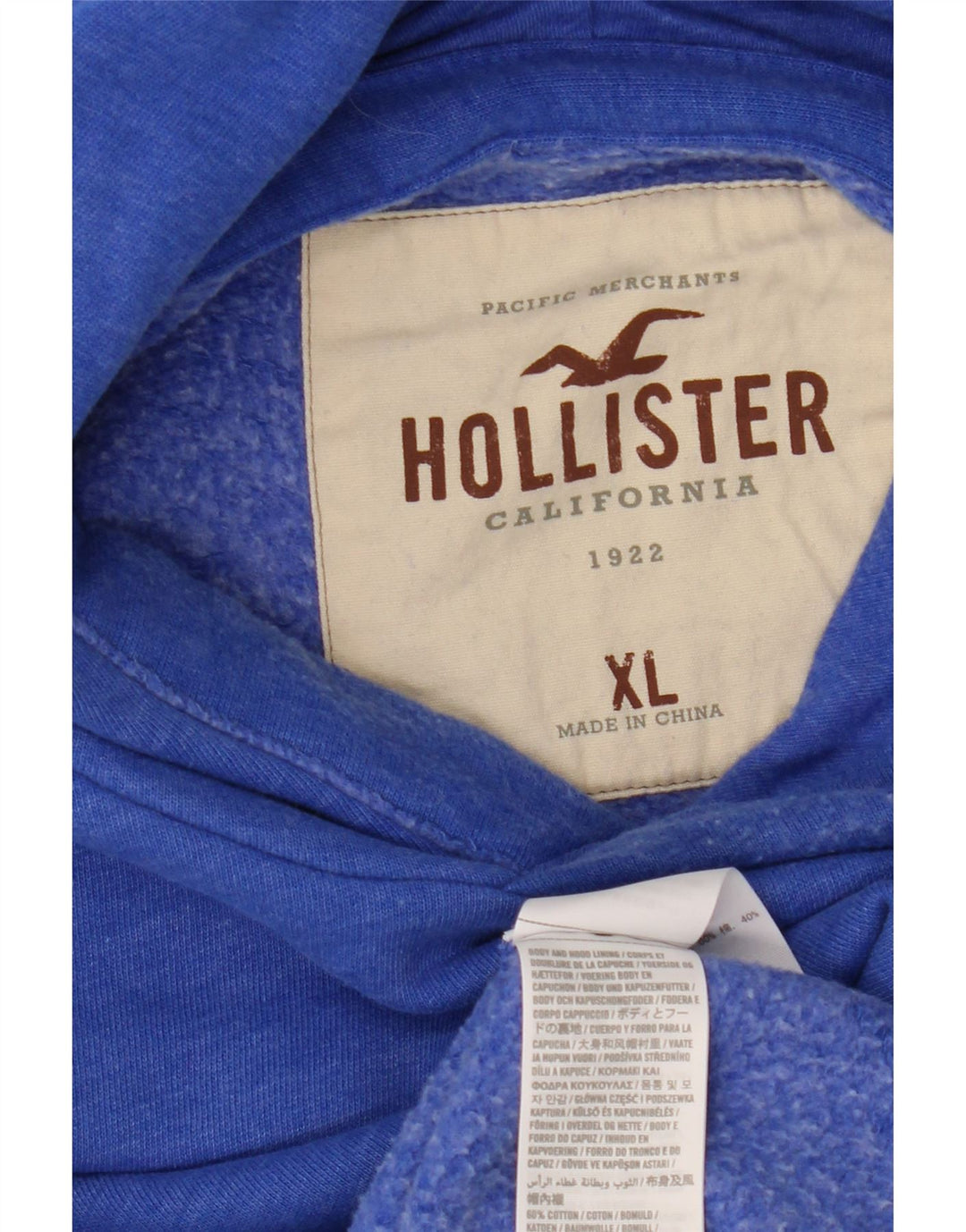 HOLLISTER Hættetrøje til mænd XL Blå bomuld
