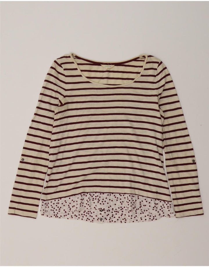 White Stuff Dame Top Langærmet UK 10 Small Off White Stribet