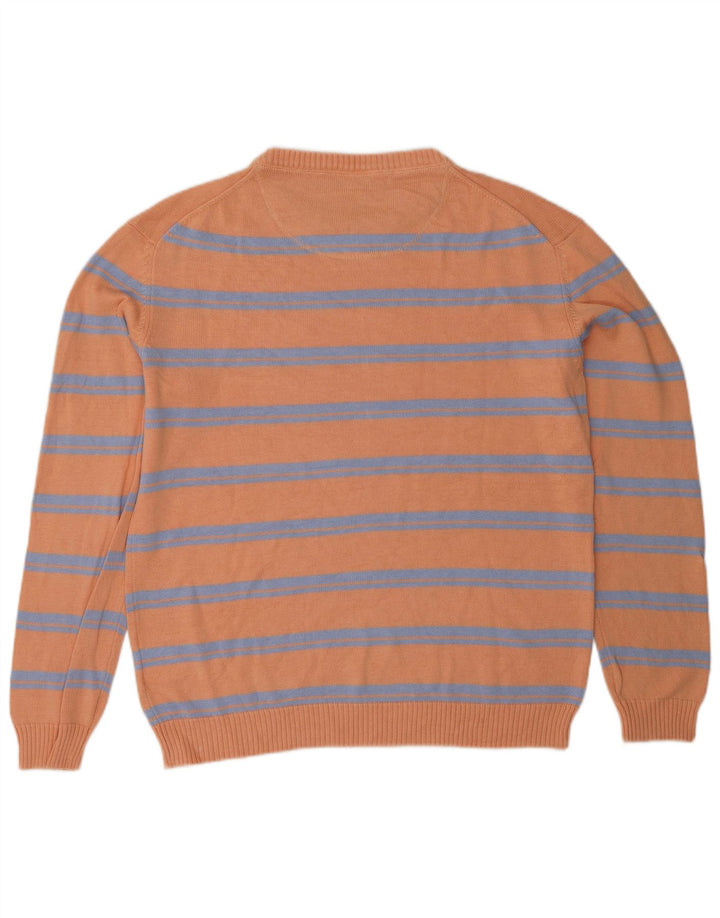Angelo Muroni Herre Boat Neck Jumper Sweater UK 40 Medium Orange Stribet