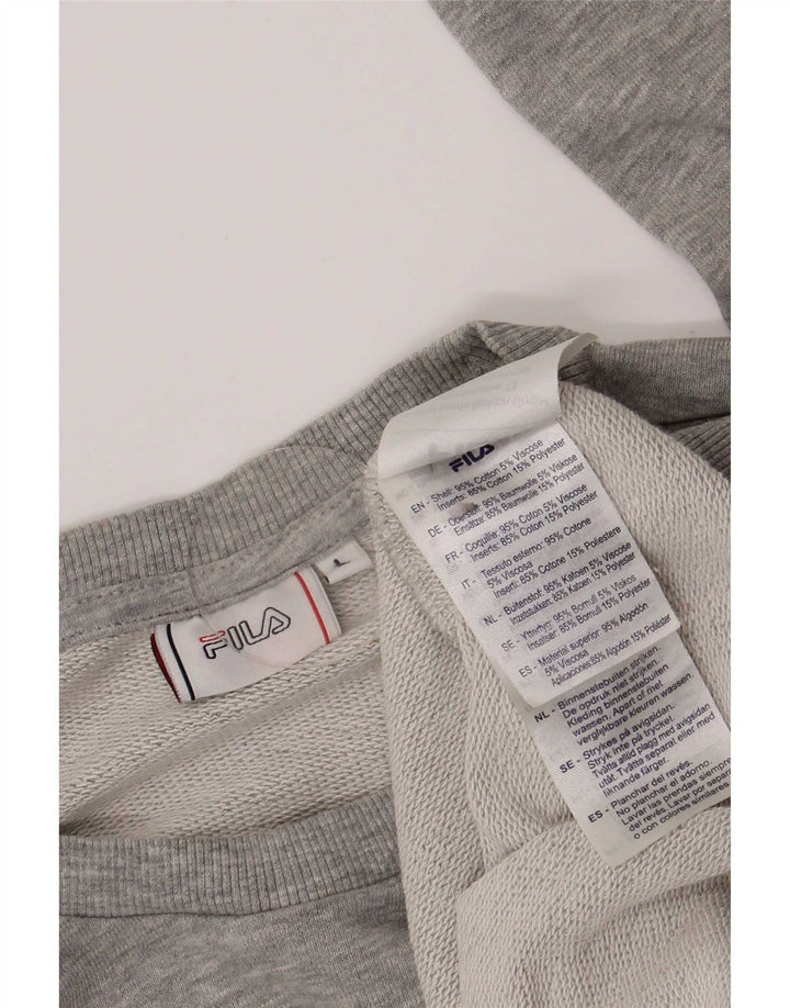 Fila Herre Grafisk Sweatshirt Jumper Stor Grå Colourblock Bomuld