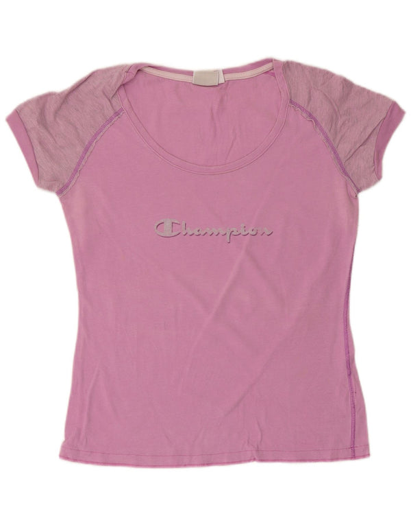 Champion Dame Grafisk T-Shirt Top UK 12 Medium Pink