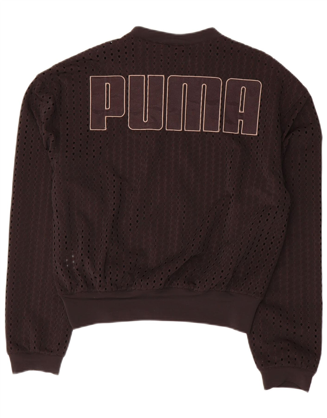 PUMA Dame Oversized Crop Grafisk træningsdragt Topjakke UK 10 Lille Sort