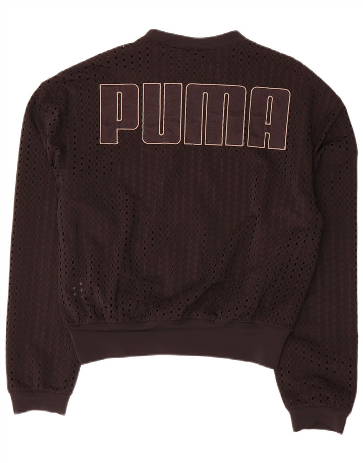PUMA Dame Oversized Crop Grafisk træningsdragt Topjakke UK 10 Lille Sort