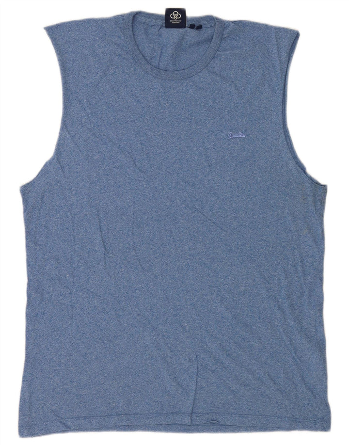 Superdry Herrevest Top XL Blå Flecked Bomuld