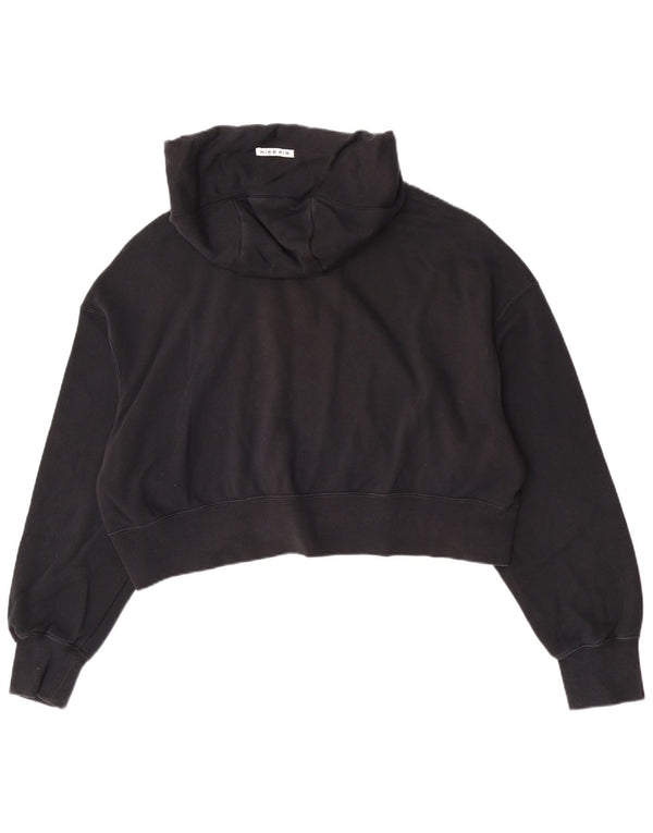 Nike Dame Crop Hættetrøje Sweater UK 14 Medium Sort Bomuld