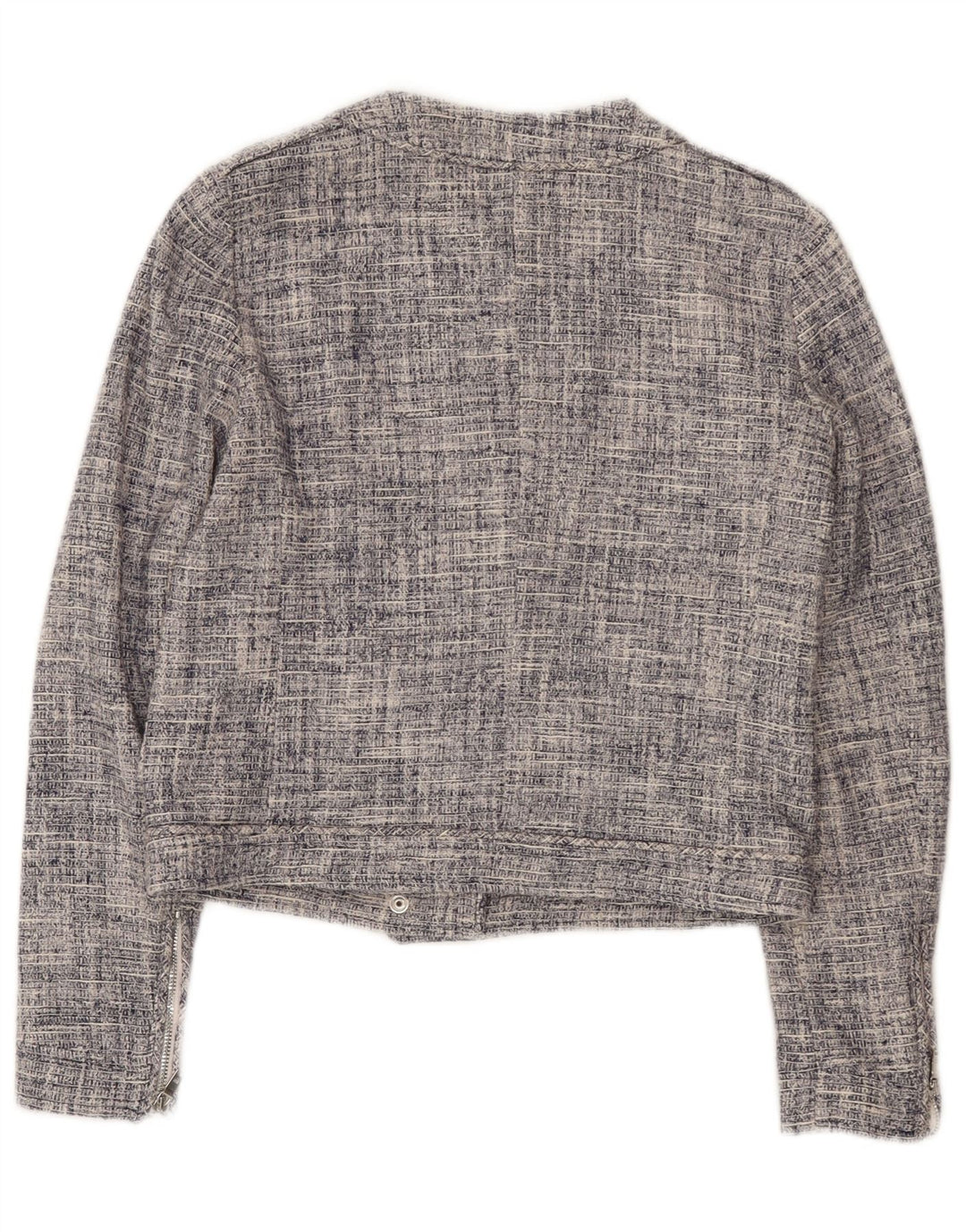 Massimo Dutti Dame Crop Blazerjakke med fuld lynlås EU 36 XS marineblå bomuld