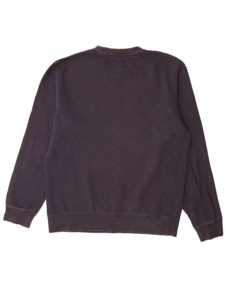 Replay Herre Grafisk Sweatshirt Jumper Large Navy Blue Colourblock Bomuld