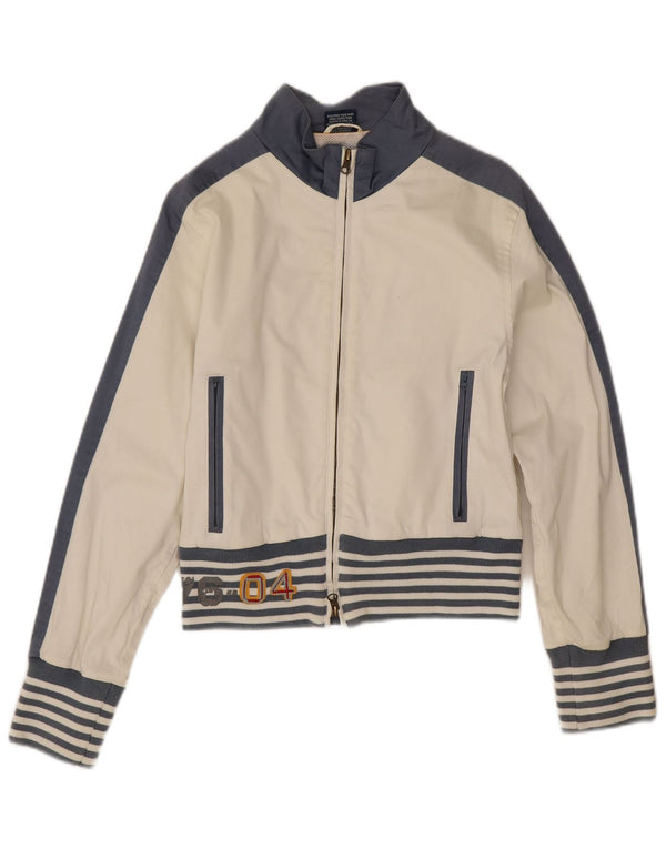 Mistral Womens Graphic Tracksuit Top Jacket UK 14 Large White Colourblock