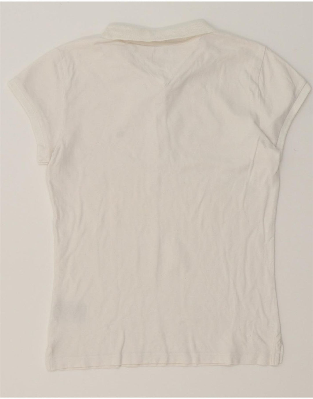 TOMMY HILFIGER Womens Polo Shirt UK 12 Medium White Cotton Vintage Tommy Hilfiger and Second-Hand Tommy Hilfiger from Messina Hembry 