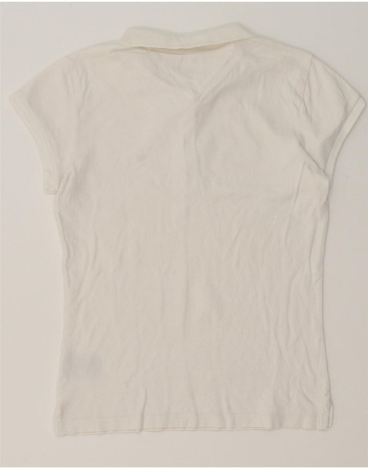 TOMMY HILFIGER Womens Polo Shirt UK 12 Medium White Cotton Vintage Tommy Hilfiger and Second-Hand Tommy Hilfiger from Messina Hembry 