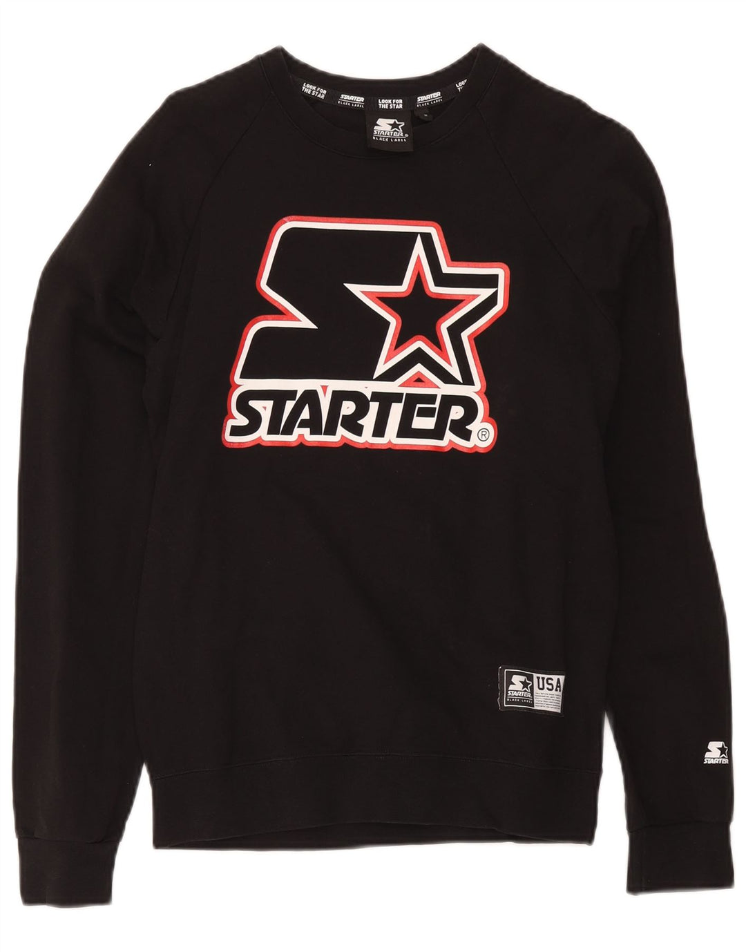 Starter Herre Grafisk Sweatshirt Jumper Lille sort bomuld
