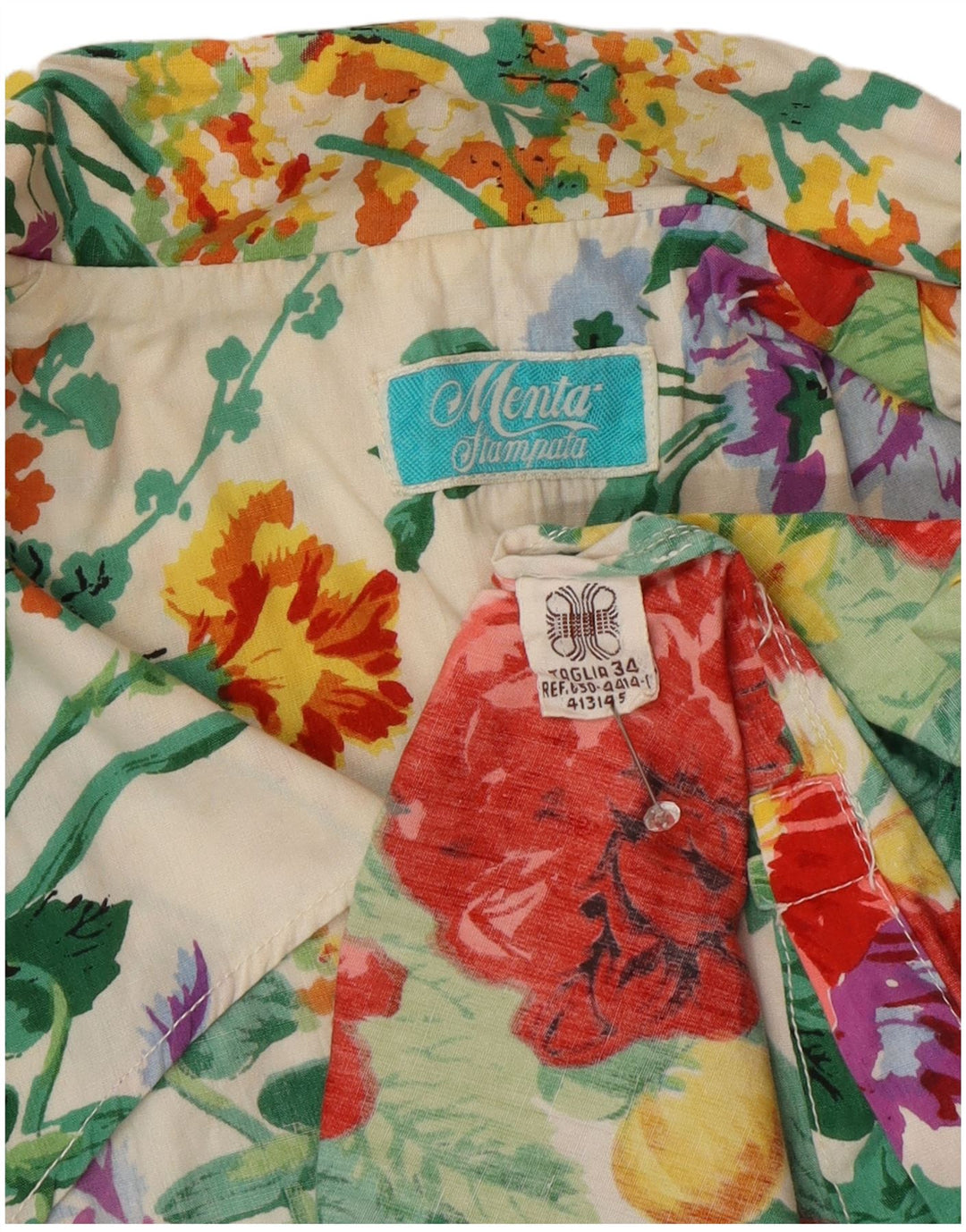 Vintage dame 3/4-ærmet blazerjakke IT 34 2XS Flerfarvet blomster