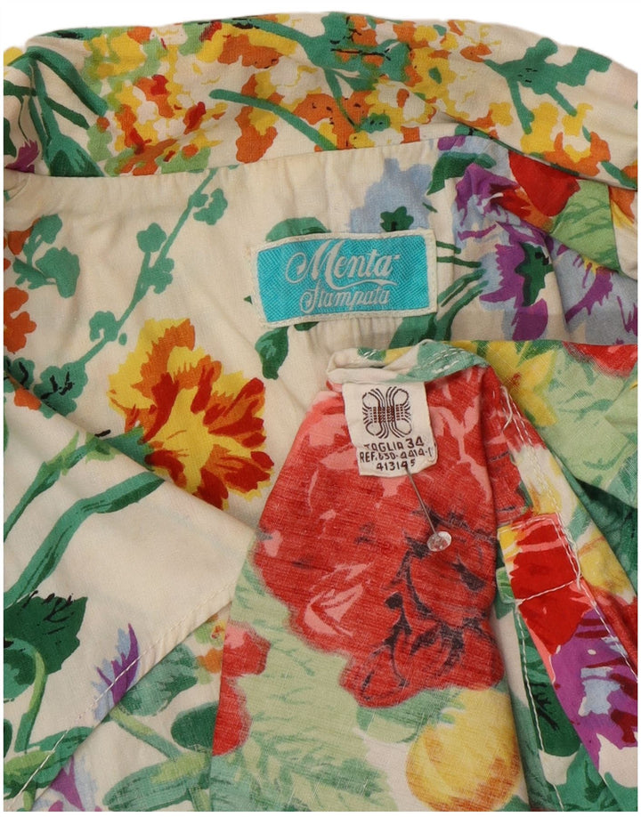 Vintage dame 3/4-ærmet blazerjakke IT 34 2XS Flerfarvet blomster