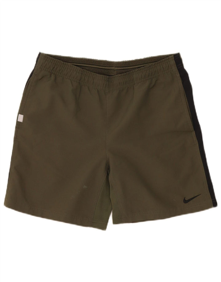 Nike Herre Dri Fit sportsshorts Small Khaki Colourblock Polyester