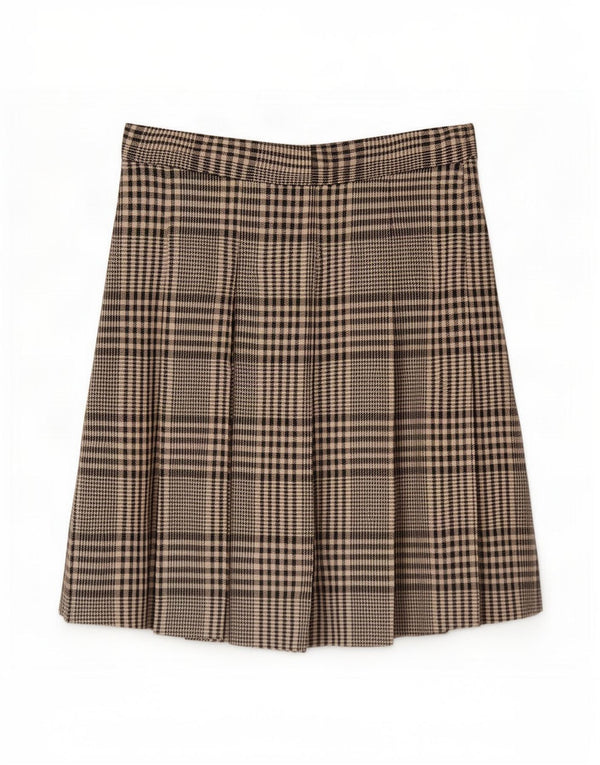 Leonik Womens High Waist Pleated Skirt IT 42 Medium W26 Black Houndstooth